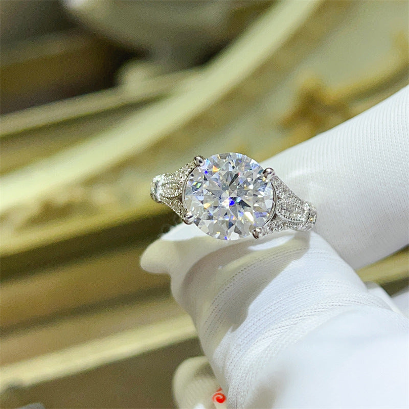 3 Carat Moissanite Ring for Women, Lace-Inspired Halo Engagement Ring product image