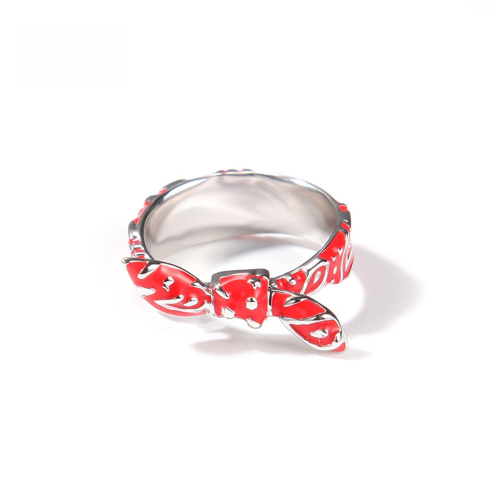 Trendy Floral Enamel Ring for Women & Men – Silver Plated Statement Flower Band