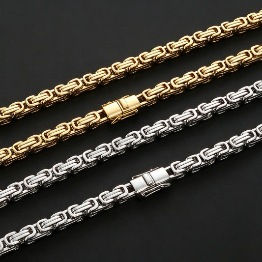 6 mm Polished Byzantine Link Hip Hop Necklace or Bracelet with Stainless steel Base - CHA485 product image