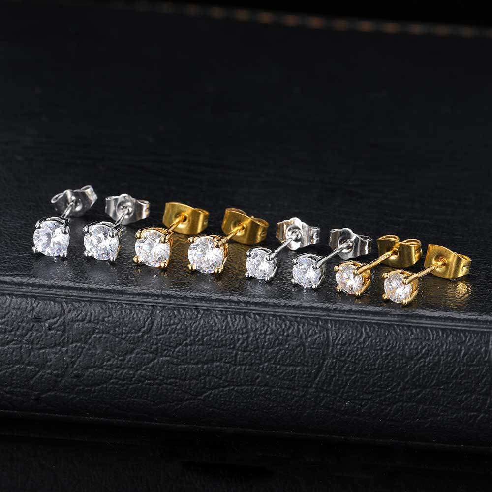 4 mm Round Four-Prong CZ Stud Copper Earrings - EAR019 product image