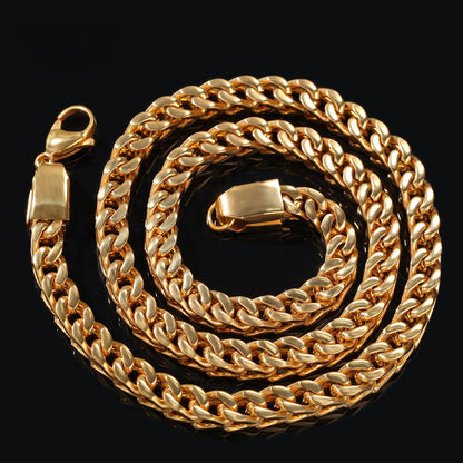 Chunky Cuban Link Chain Necklace for Women & Men - Stainless Steel Gold Plated or Silver Tone Statement Necklace