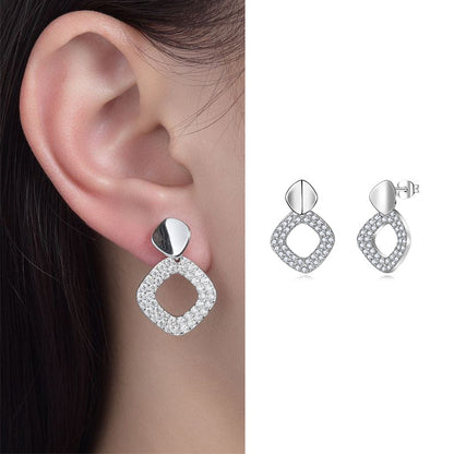 Irregular Geometric Moissanite Stud Earrings, S925 Silver, 18K Gold Plated