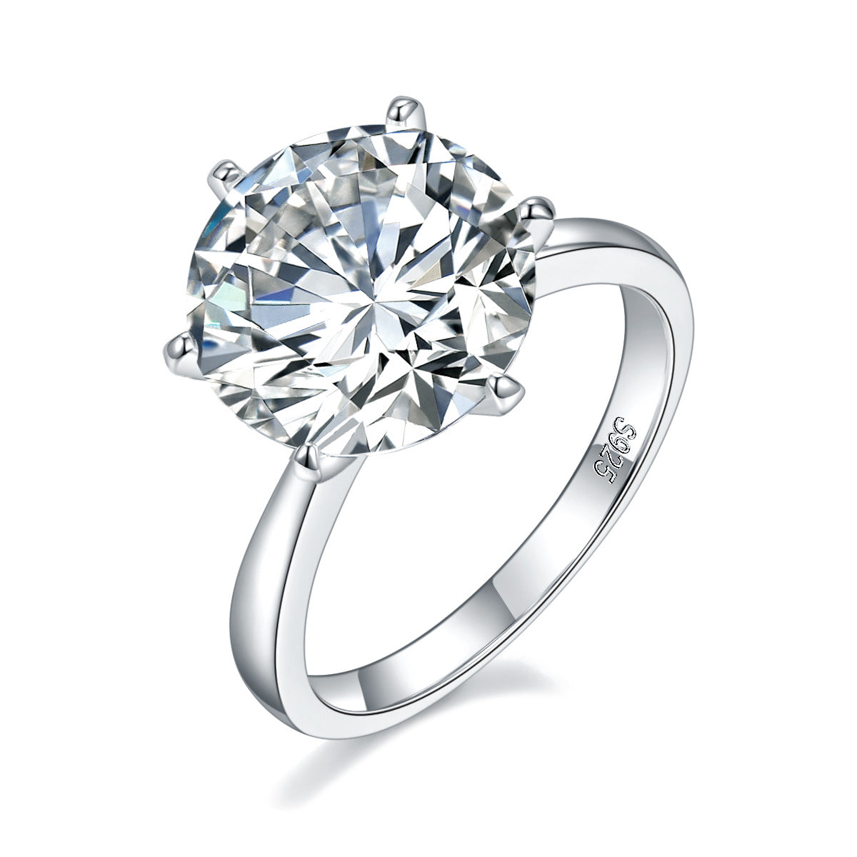 Round Moissanite Solitaire Ring, Six-Prong 13.0mm Ring for Women product image