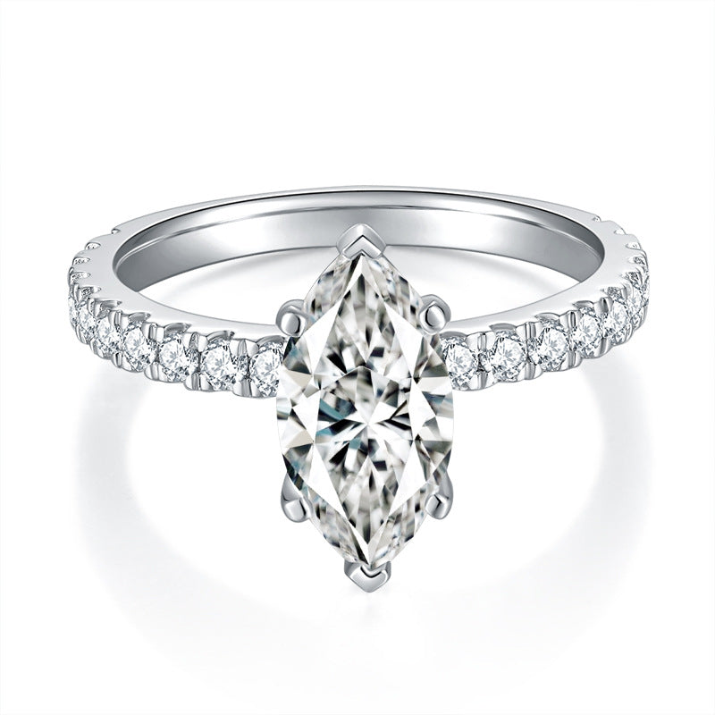 2 Carat Marquise Moissanite Engagement Ring for Women, Pave Band product image