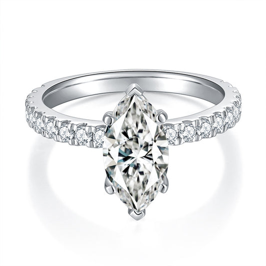 2 Carat Marquise Moissanite Engagement Ring for Women, Pave Band product image