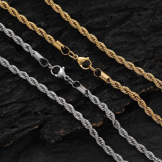 3-6 mm Twisted Rope Stainless steel Necklace or Bracelet - CHA094 product image