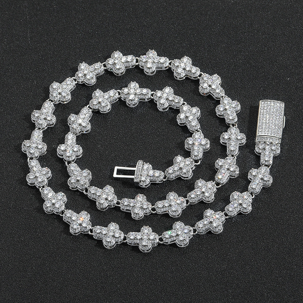 Hip Hop Butterfly Tennis Chain Cubic Zirconia Pendant Necklace for Men