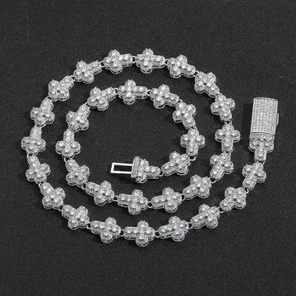 Hip Hop Butterfly Tennis Chain Cubic Zirconia Pendant Necklace for Men