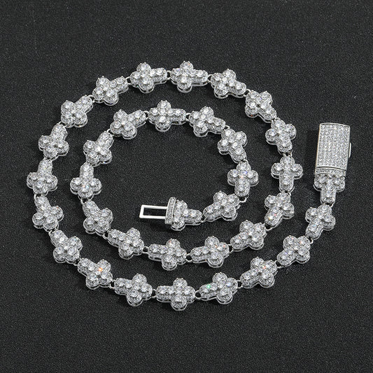 Hip Hop Butterfly Tennis Chain Cubic Zirconia Pendant Necklace for Men