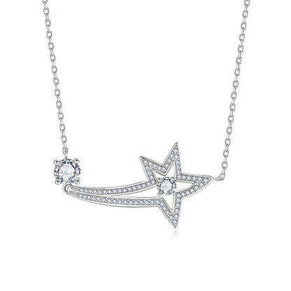 0.5 Carat Moissanite Star Pendant Necklace for Women, Celestial Comet Design