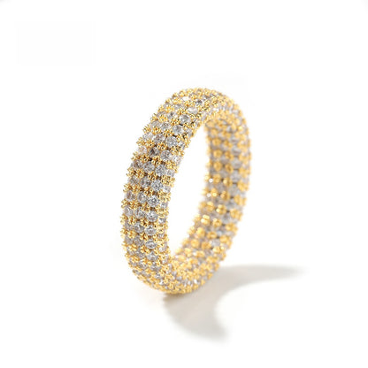 Men’s Iced Out Circular Band Ring with Cubic Zirconia in Gold, Silver & Rose Gold