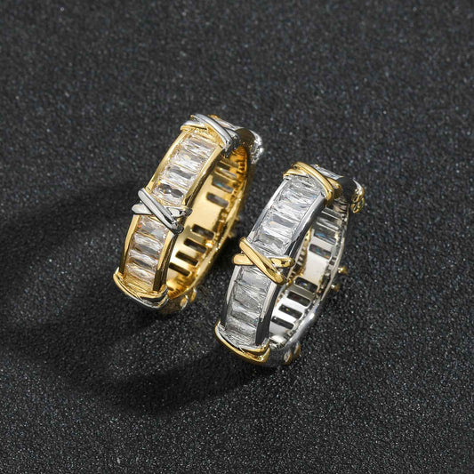 Hip Hop Minimalist Square Cubic Zirconia Ring for Men