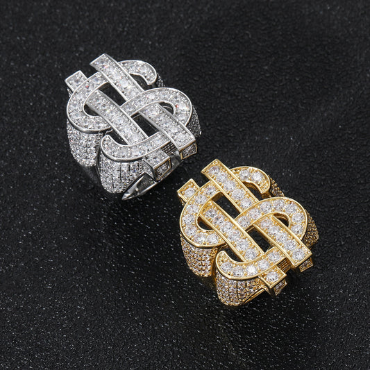 Hip Hop Dollar Copper Ring for Men