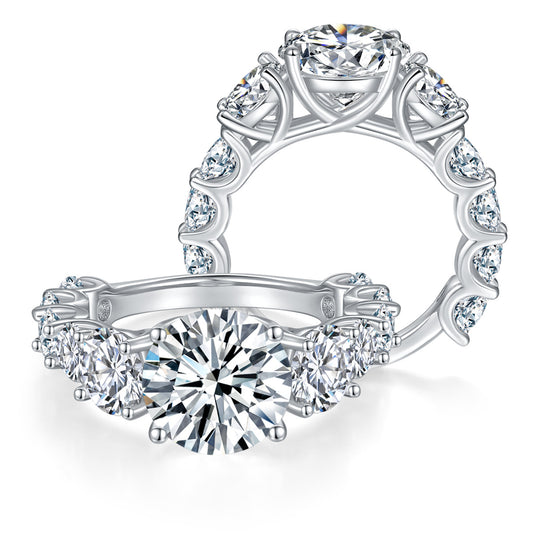 4 Carat Round Moissanite Halo Ring, Sparkling Engagement Ring for Women product image