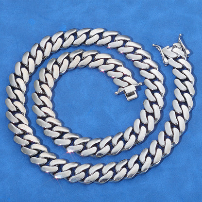 8-22 mm Polished Flat Cuban Hip Hop Necklace with Silver Base - CHA268