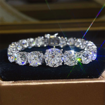 Moissanite Tennis Bracelet for Women, Round Four-Prong Full Stone Bracelet, 15cm 16cm 17cm 18cm