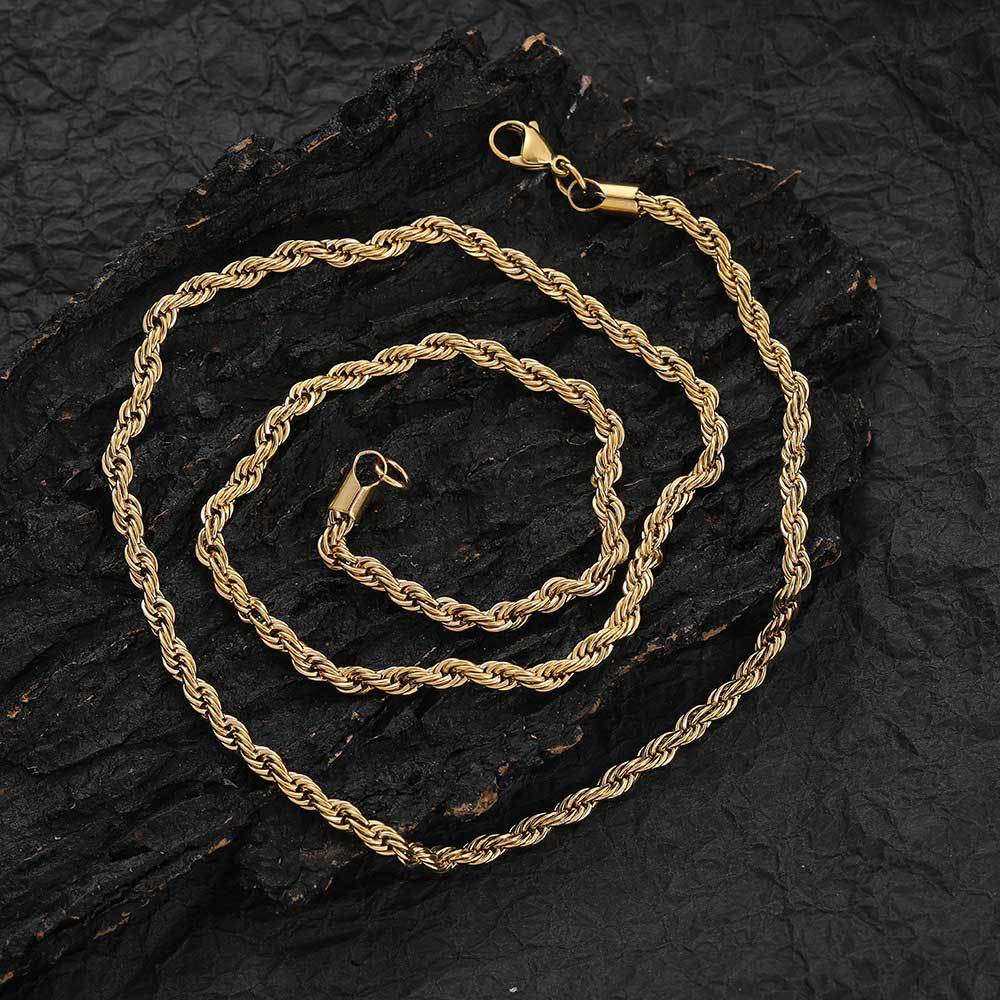 2-10 mm Polished Rope Chain Hip Hop Necklace with Stainless steel Base - CHA094 product image