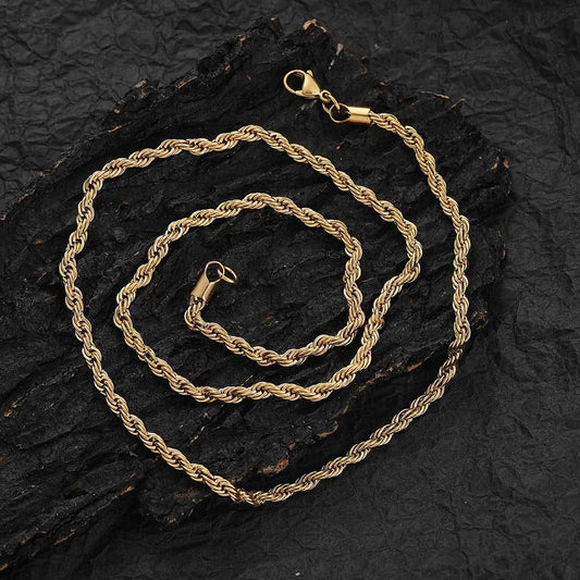 2-10 mm Polished Rope Chain Hip Hop Necklace with Stainless steel Base - CHA094 product image