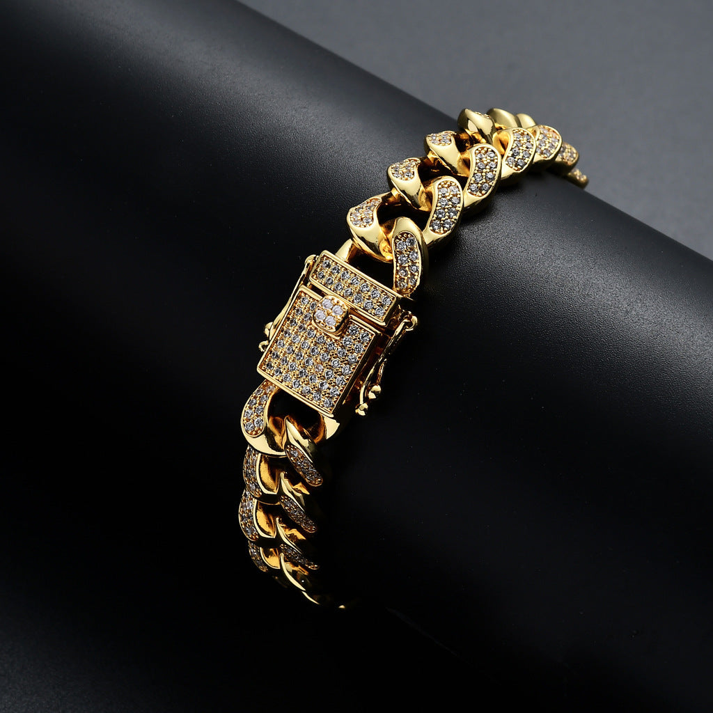Hip Hop Iced Link Cubic Zirconia Bracelet for Men and Women