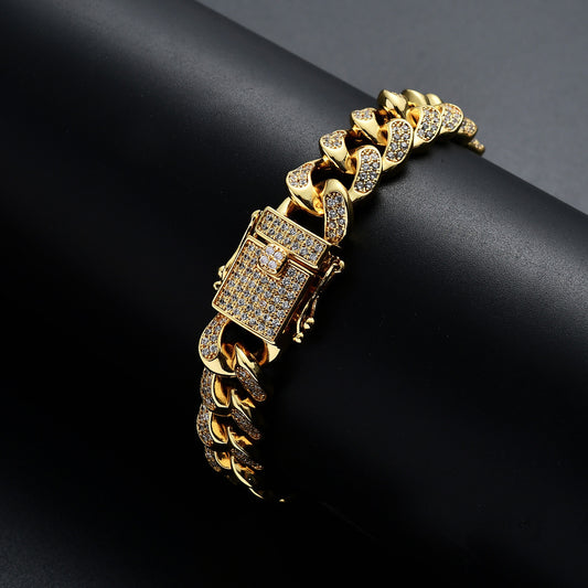 Hip Hop Iced Link Cubic Zirconia Bracelet for Men and Women