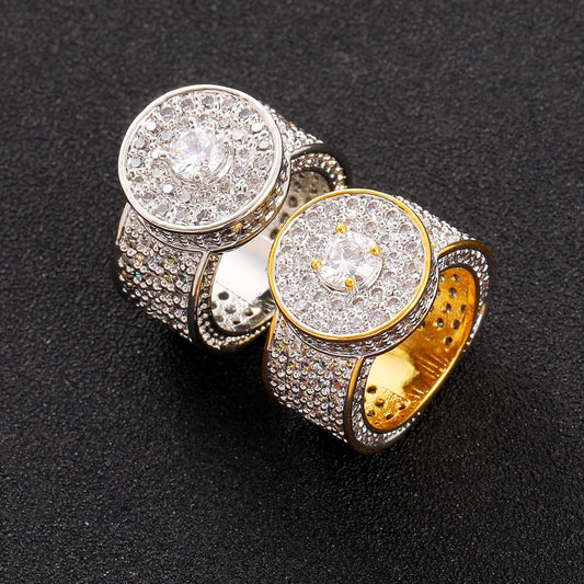 Hip Hop Light Luxury Fashion Cubic Zirconia Ring for Men