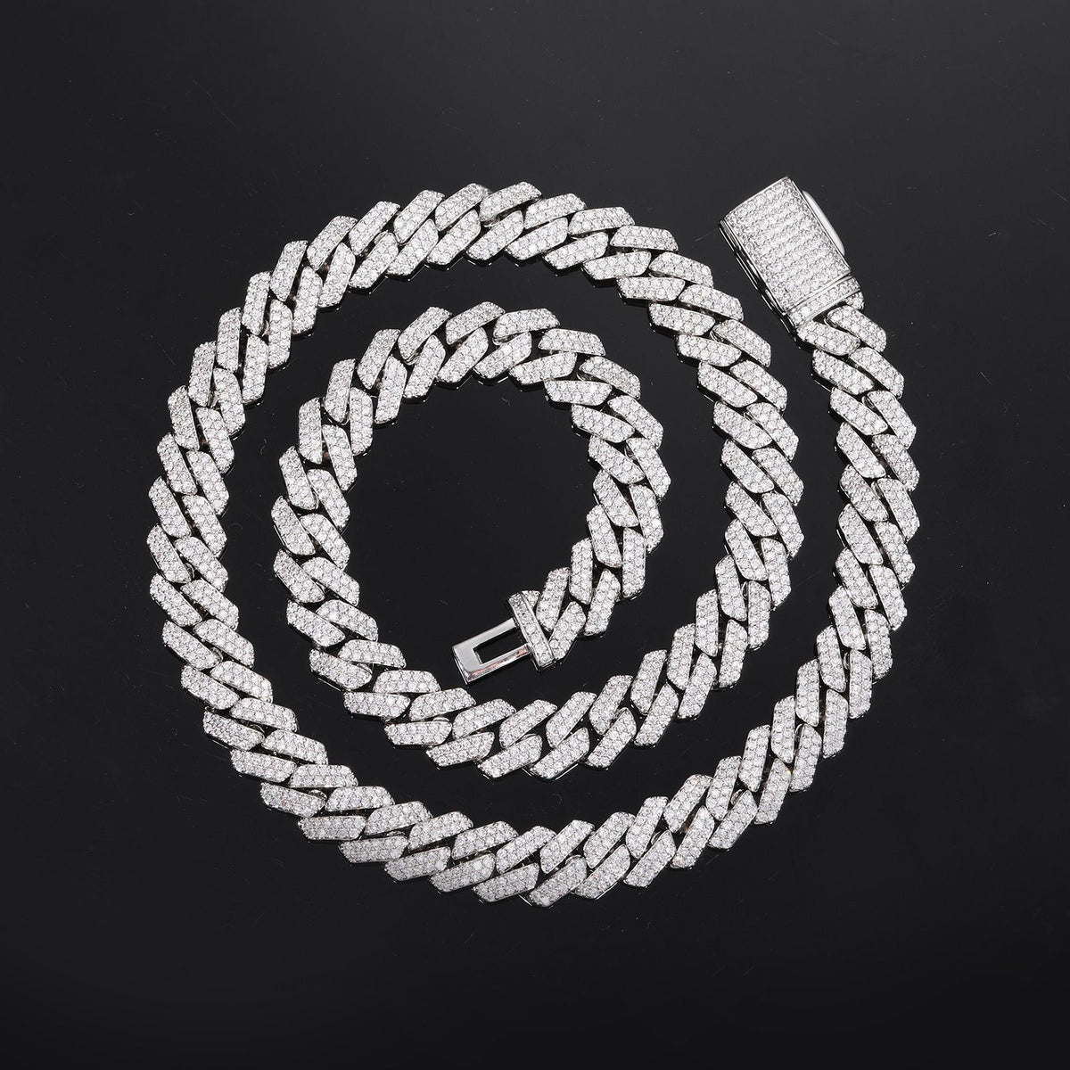 Iced Out Cuban Link Chain Necklace for Men and Women, Geometric Zircon Pendant Chain in Gold or Silver Tone product image