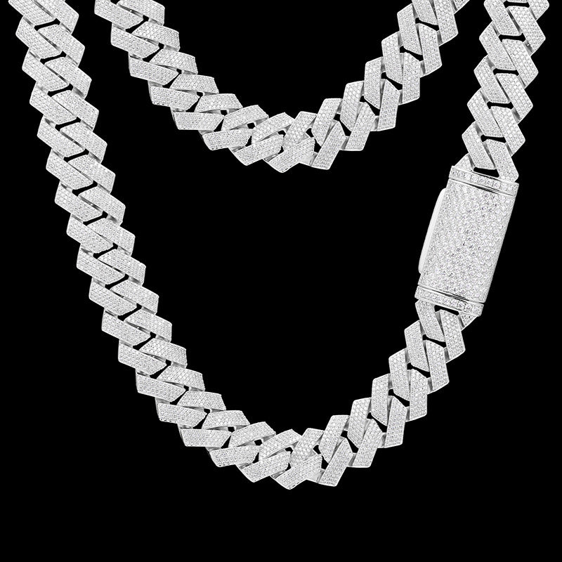 Iced Out Cuban Link Chain Necklace for Men & Women - Geometric Hip Hop Cubic Zirconia Pendant Chain product image