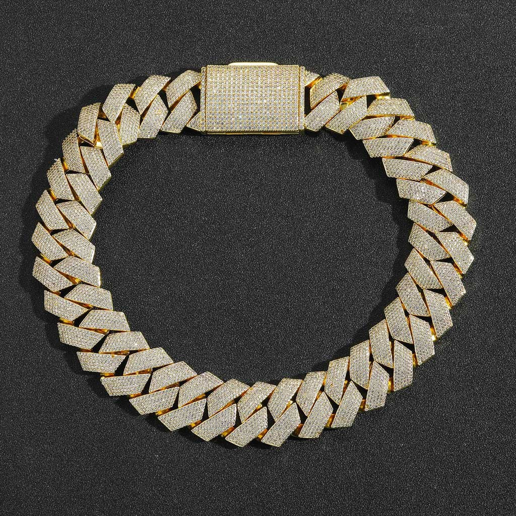 Hip Hop Diamond Shape Cuban Link Cubic Zirconia Necklace for Men