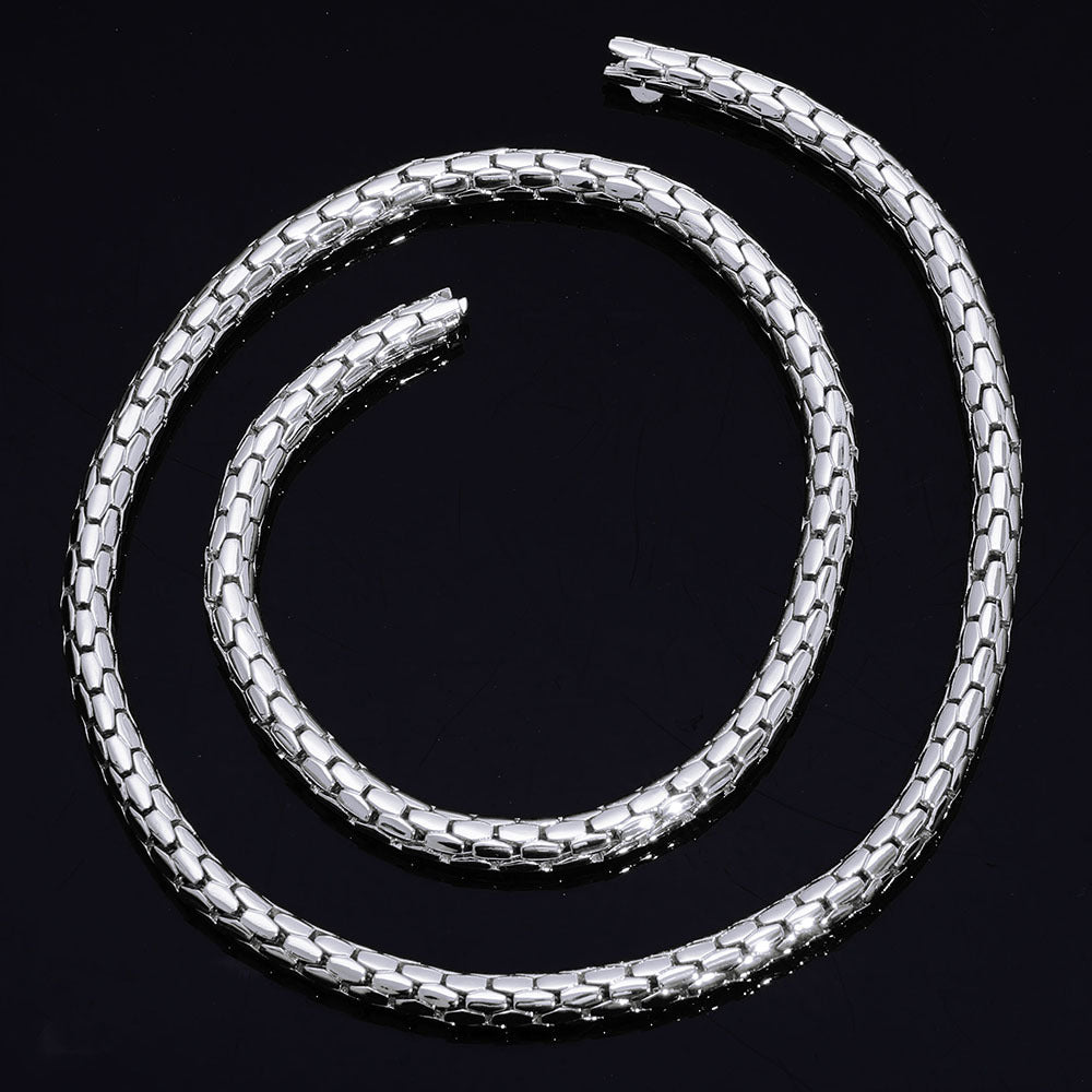 6 mm Polished Snake-Scale Link Hip Hop Necklace or Bracelet with Copper Base - CHA429 product image