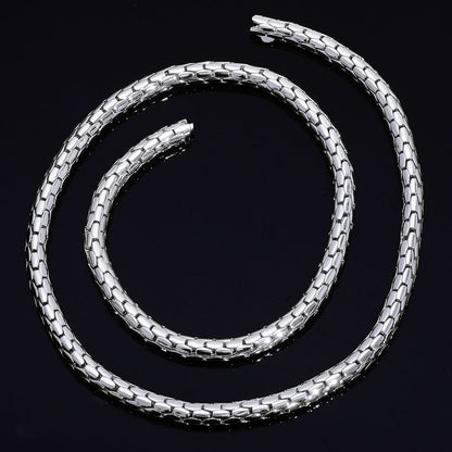 6 mm Polished Snake-Scale Link Hip Hop Necklace or Bracelet with Copper Base - CHA429