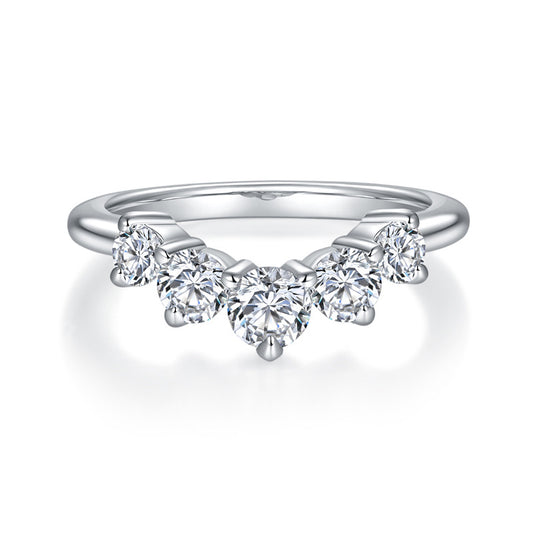 Moissanite V-Shape Cluster Ring, 925 Silver, 18K Gold Plated product image