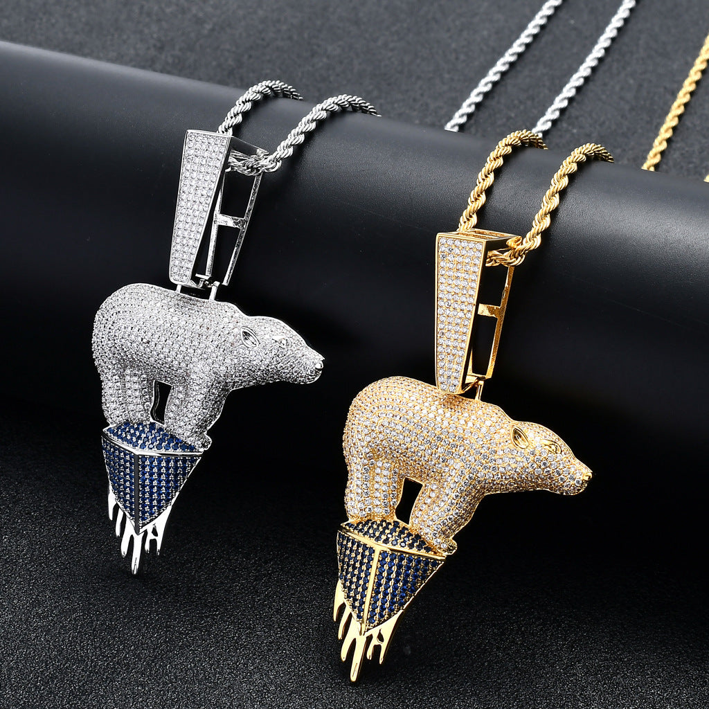 Hip Hop Fashion Cubic Zirconia Pendant Necklace for Men and Women
