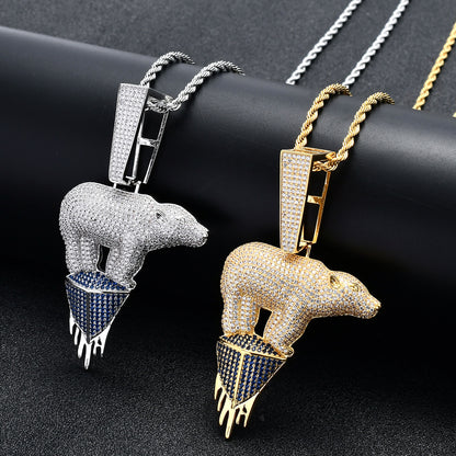 Hip Hop Fashion Cubic Zirconia Pendant Necklace for Men and Women