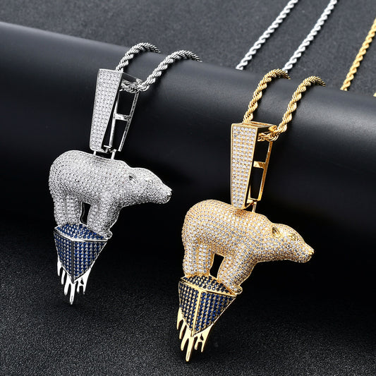 Hip Hop Fashion Cubic Zirconia Pendant Necklace for Men and Women