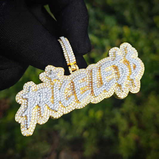 Iced Out Letter Pendant Necklace for Men