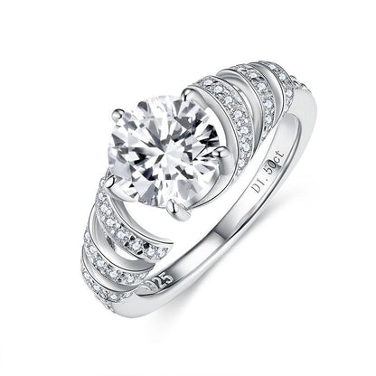 Round Cut Moissanite Ring for Women, 1.5 Carat S925 Engagement Ring, Split Shank Promise Ring, 18k Gold Plated