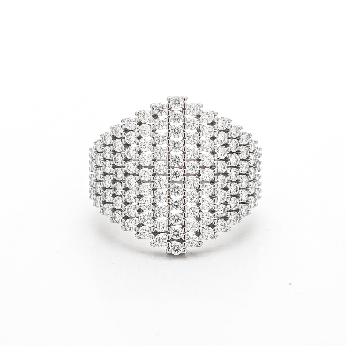 Moissanite Cluster Ring, Round-Cut Pavé Dome Ring, S925 Silver 18K Gold Plated product image