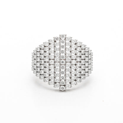 Moissanite Cluster Ring, Round-Cut Pavé Dome Ring, S925 Silver 18K Gold Plated