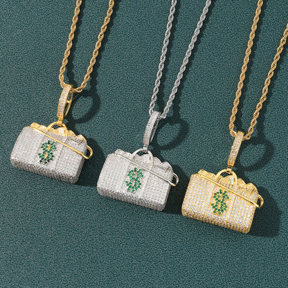 Hip Hop Minimalist Geometric Cubic Zirconia Pendant Necklace for Men and Women