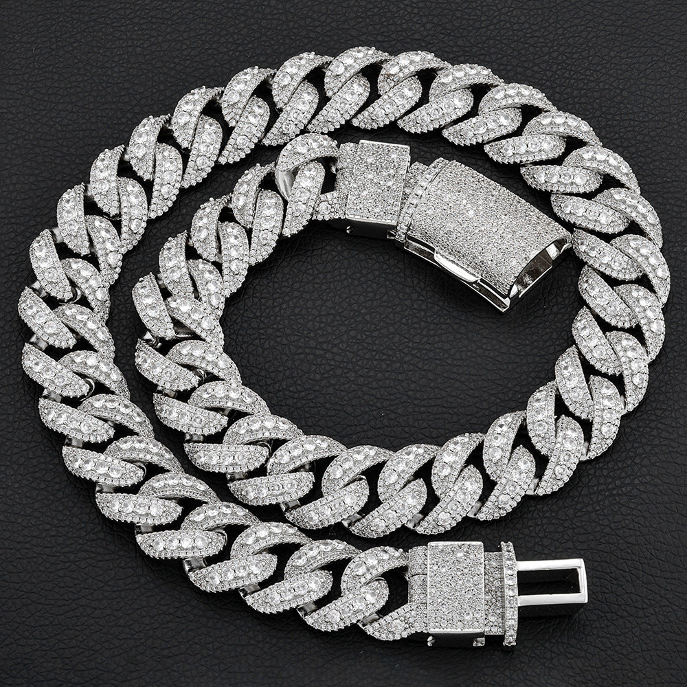 22 mm Wide Iced Cuban Hip Hop Necklace with Cubic Zirconia on a Copper Base - CHA456 product image