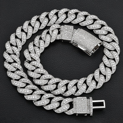 22 mm Wide Iced Cuban Hip Hop Necklace with Cubic Zirconia on a Copper Base - CHA456