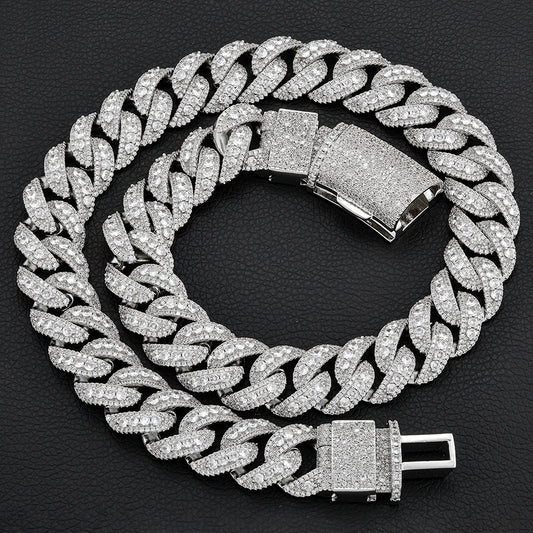 22 mm Wide Iced Cuban Hip Hop Necklace with Cubic Zirconia on a Copper Base - CHA456 product image