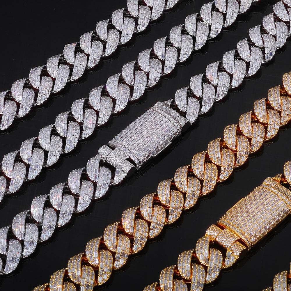 20 mm Iced Cuban Hip Hop Necklace or Bracelet with Cubic Zirconia on a Copper Base - CHA396 product image