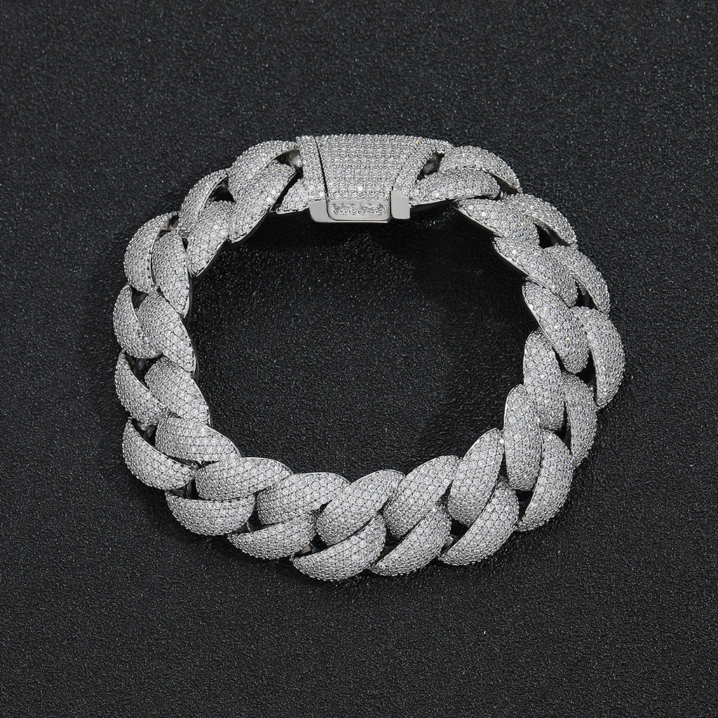 Hip Hop Light Luxury Cuban Link Bubble Cubic Zirconia Bracelet for Men