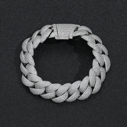 Hip Hop Light Luxury Cuban Link Bubble Cubic Zirconia Bracelet for Men