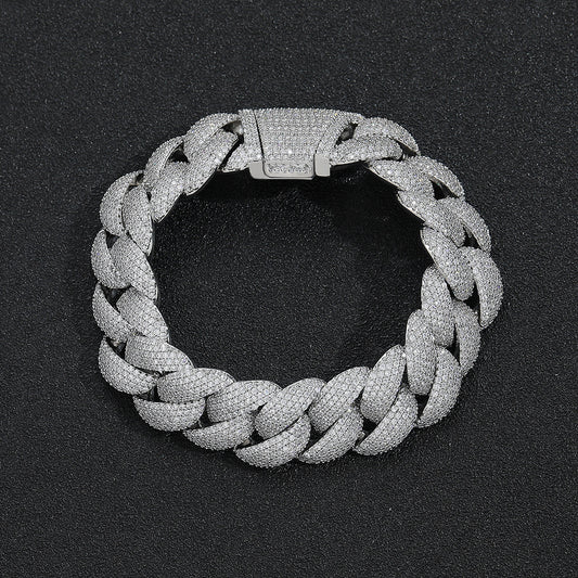 Hip Hop Light Luxury Cuban Link Bubble Cubic Zirconia Bracelet for Men