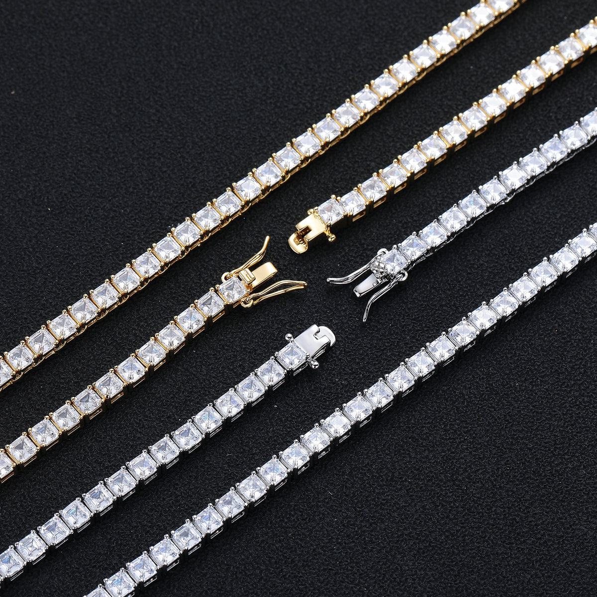 Geometric Square Cubic Zirconia Tennis Chain Bracelet & Necklace product image