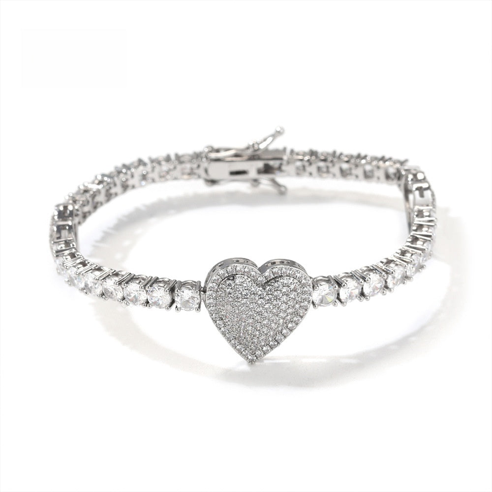 Heart Tennis Chain Bracelet for Women & Men – Gold, Silver & Rose Gold Cubic Zirconia Statement Bracelet product image