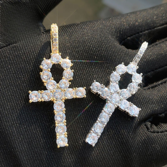 Iced Out Cross Pendant Necklace Unisex Hip Hop Statement Jewelry