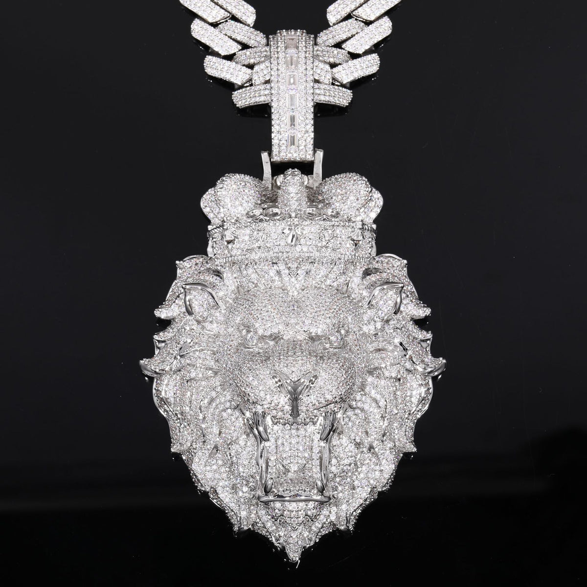 Iced Out Lion Head Pendant Necklace for Men - Hip Hop Cubic Zirconia Statement Chain product image